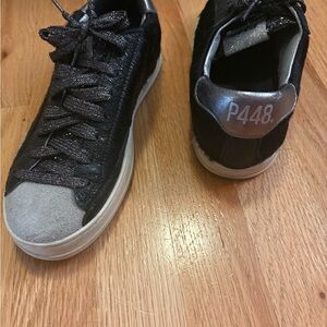 P448 Black Sneakers with Gray Toe Cap